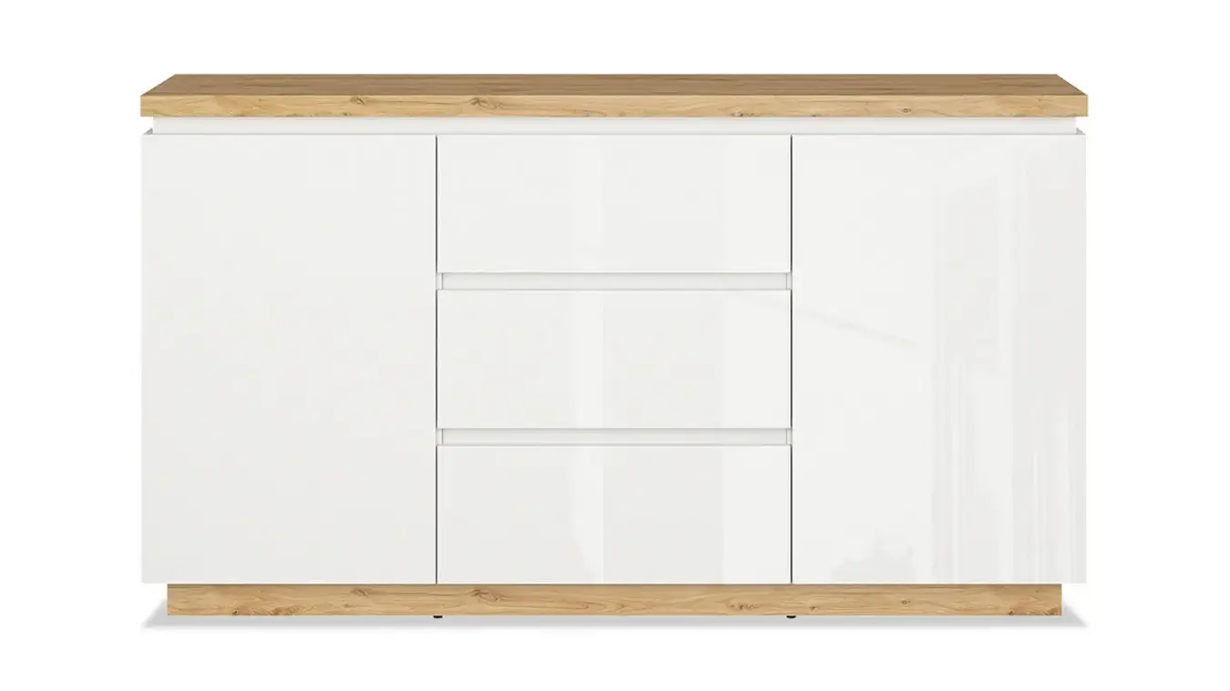 Комод с ящиками двухдверный Issa, цвет Белый+Дуб минерва фото - 5 - большое изображение
