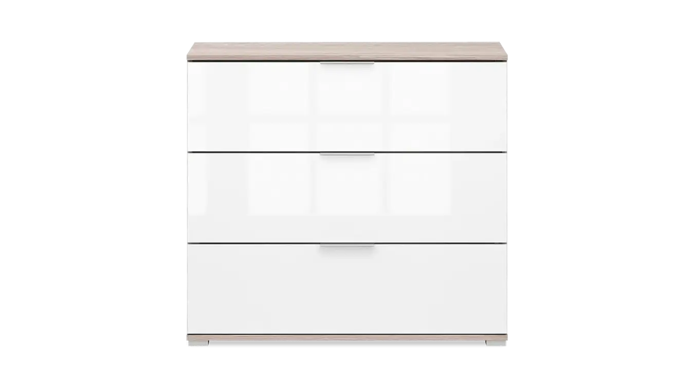 Комод Essey, 3 ящика, цвет Ясень шимо+Белый блеск фото - 4 - большое изображение