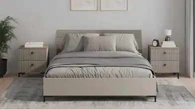 Мягкая кровать Zima, цвет Глиняный серый с полукруглым изголовьем - 2 - превью
